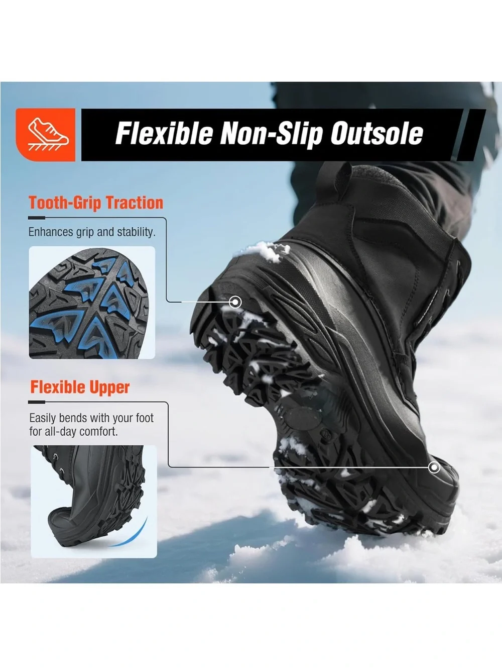 Suedi Black Waterproof Winter Boots - Insulated Snow Boots
